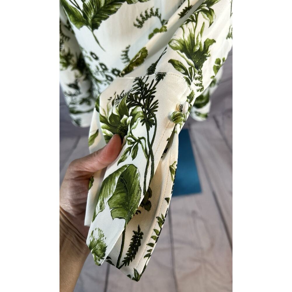 Anthropologie Blouse Womens XS Green Botanical Print Bell Sleeve Viscose - Picture 6 of 8